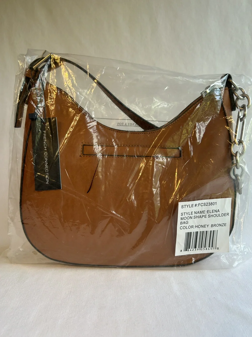 French Connection Shoulder Bag Womens Honey Bronze Elena Moon Shape Studded New
